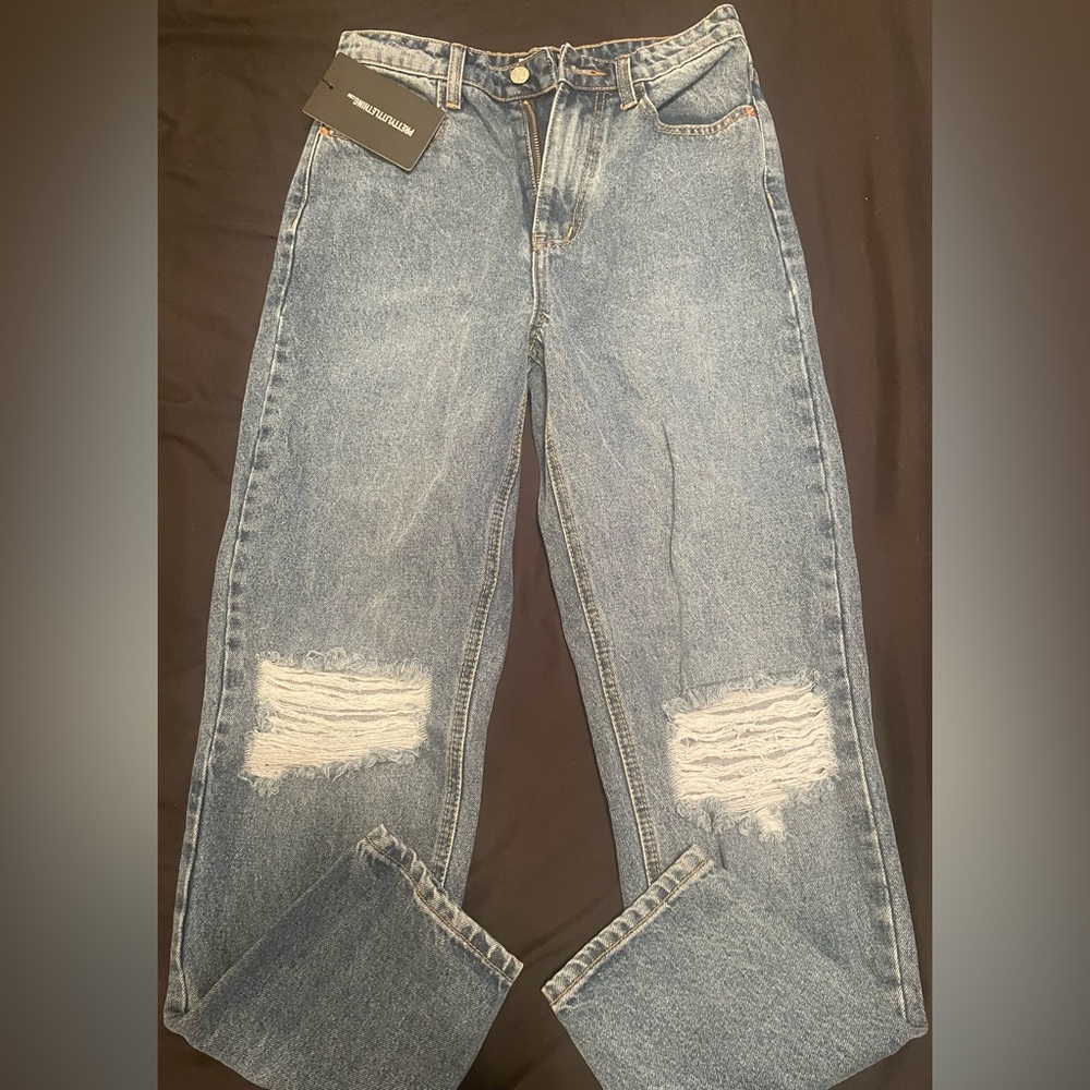 Brand new PLT knee rip mom jeans
